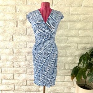 Tommy Bahama Elegant Blue and White Striped Midi Dress